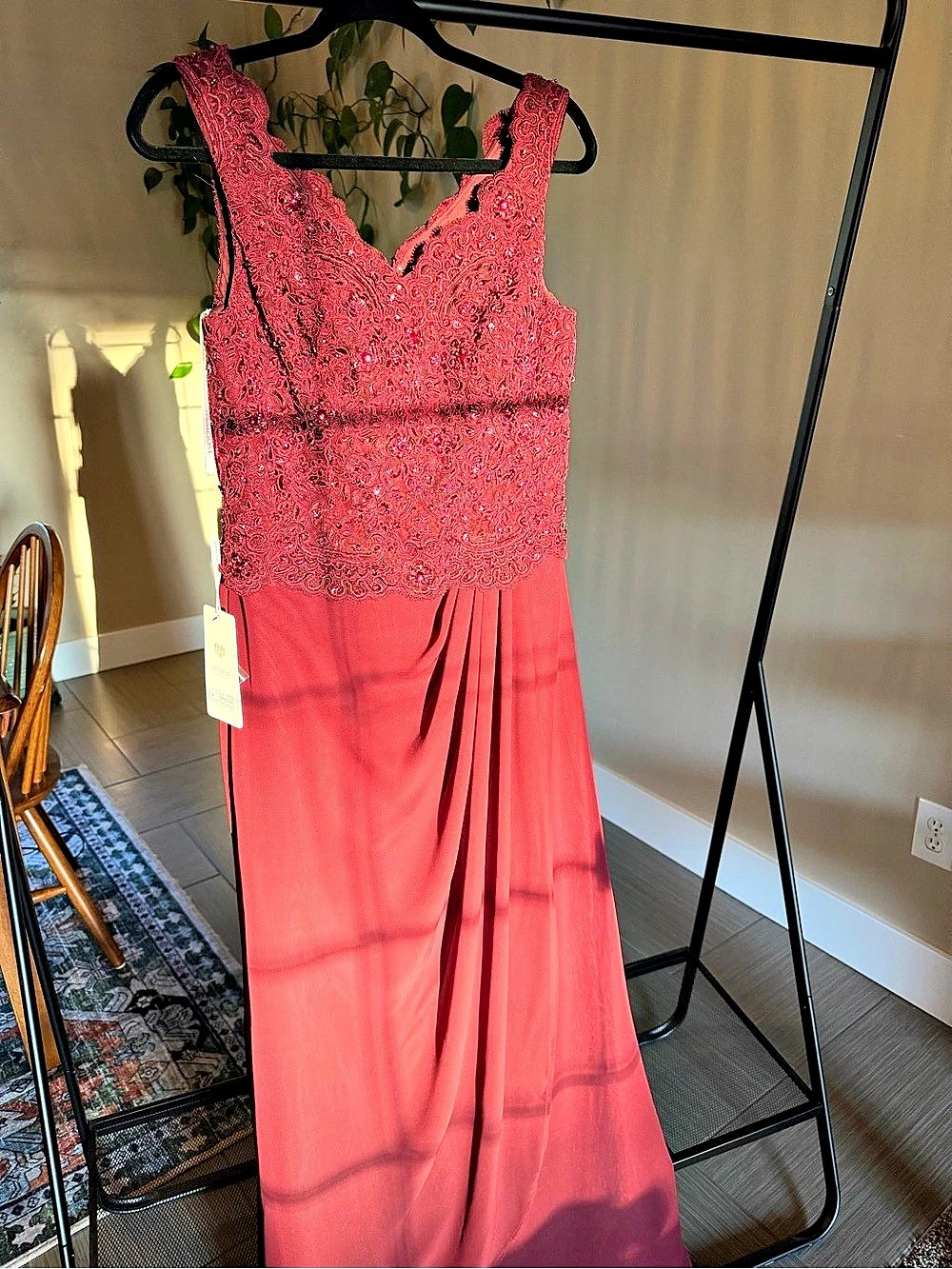 JS Collections Red Lace Maxi Formal MOB Dress NWT
